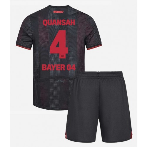 Stroje piłkarskie Bayer Leverkusen Jarell Quansah #4 Koszulka Podstawowej dla dzieci 2025-26 Krótki Rękaw (+ szorty)